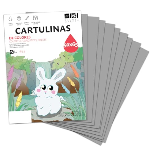 50x65 Grey 185g Card Large Card for Crafts, Scrapbooking, Billboards, School and School Use - SIDI (Grey, 25h)