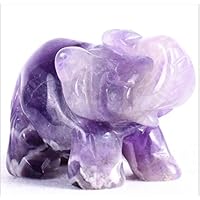 Baixiyan Hand Carved Healing Gemstone Crystals 1.5" Guardian Elephant Figurines Status (Amethyst)