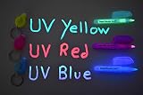 DirectGlow Set of 3 Invisible UV Blacklight Ink Marker Blue Red Yellow with UV Lights