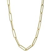 SHOP WGS Italian 14K Solid Yellow Gold Paperclip Chain Necklace for Men & Women with Lobster Claw Clasp Italian 14K Real Gold Jewelry (2MM-4MM)