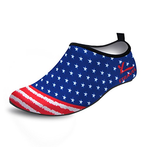 Cevinee trade; Durable Barefoot Slip-on Water Skin shoes, Anti-slip Aqua Socks, Breathable Beach Swim Surf Yoga Outdoor Soft Aquatic Shoes - US Flag XXXL