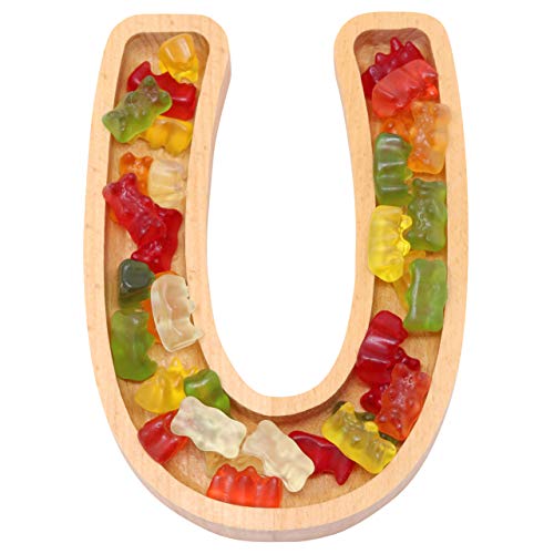 Wooden Letter U Candy Dish, Monogram Nut Bowl, Snack, Cookie, Cracker Serving Plate, Decorative Display, Home Accessory, Unique Gift Idea, for Date, Baby Shower, Birthday Party, Small Size