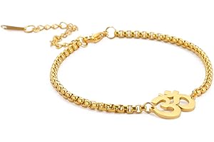 EUEAVAN Om Aum Ohm Sanskrit Symbol Bracelet Fashion Anklet Yoga Spiritual Lucky Charm Talisman Jewelry Box Chain Girls Women