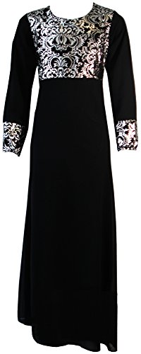 Aelstores. Girls Shiny Foil Print Long Maxi Dress Abaya Islamic Belt 3-13...