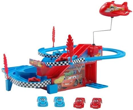 Rvold New Series Cars Long Track Racer Racing Car Set Toy Game with Flying Aeroplane (Color May Vary)