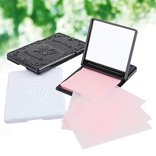 Tcplyn Premium Quality Bodhi200 50 pcs Blotting Paper Beauty Control Oil Absorbing Tissues Face Facial Make Up Sheets with Mirror Black Plastic Cover - Thumbnail 5