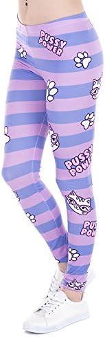 POAONOSS Yoga Pants Hot Sales Fashion Women Leggings Pusy Power Pink Stripes Printing Cats Fitness Legging High Waist Stretch Woman Pants - lga43860,One Size