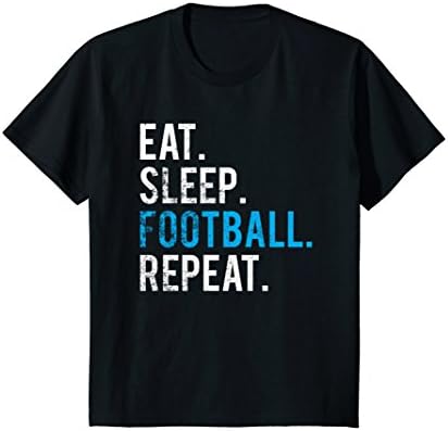 Kids Eat Sleep Football Repeat T-Shirt Football Shirt 10 Black