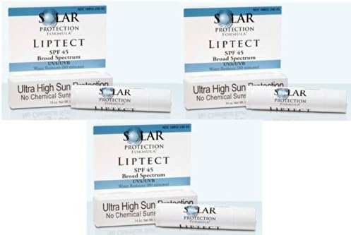 3 PACK : Solar Protection Formula LIPTECT SPF 45 Broad Spectrum TIZO Ultra High Sun Protection Sunscreen Stick UVA/UVB Water Resistant .14 oz.