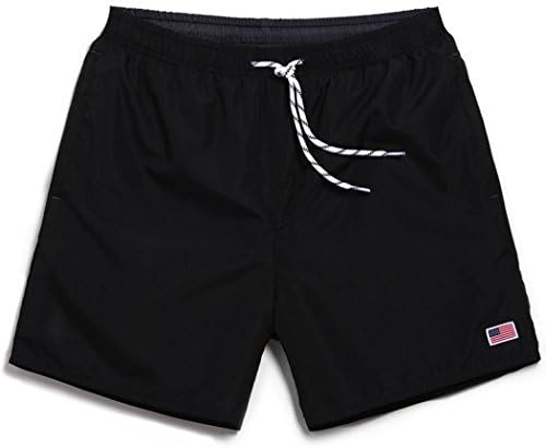 Threelove Men's Quick Dry Beach Shorts with Pockets Shorts Swim Trunks for Surfing Running Swimming Watershort Black XL