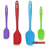 WALFOS Silicone Spatula Set - 600°F High Heat Resistant Non-Stick Silicone Spoon & Spatulas for Baking,Cooking and Mixing - Strong Stainless Steel Core Design (4-Piece Set) - BPA Free & Food Grade