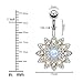 BodyJ4You Belly Button Ring Flower White Created-Opal Stone Aurora CZ 14G Navel Banana Steel Bar