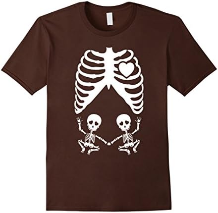 Men's Pregnant Twin Baby Skeleton Xray T-Shirt 3XL Brown