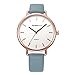 Top Plaza Unisex Classic Luxury Dress Blue Leather Rose Gold Case Quartz Wrist Business Analog Watch 3 ATM Waterproof