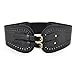 TopTie Double Buckle Wide Leather Corset Waist Belt - Black