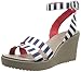 crocs Women's 15313 Leigh Graphic Wedge Sandal, Nautical Navy/White, 7 M US