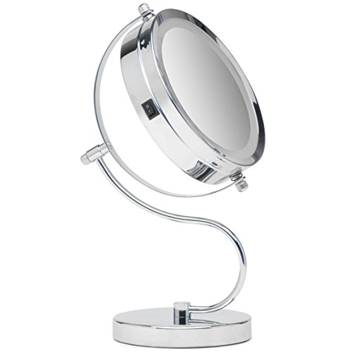 Mirrorvana Bright N Curvy Double-Sided Lighted Makeup Mirror w/1x 3x Magnification for Vanity Countertop, 6-Inch