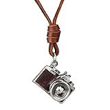 Vintage Men Women Jewelry Rock Punk Camera Pendant Genuine Leather Long necklace women gift colar choker