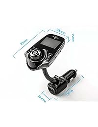 Bluetooth Transmisor FM de 1,44 pulgadas Adaptador de radio con pantalla para automóvil Juego de auto con 5V 2.1A Cargador de coche USB Reproductor de MP3 Lea tarjeta Micro SD y unidad flash USB