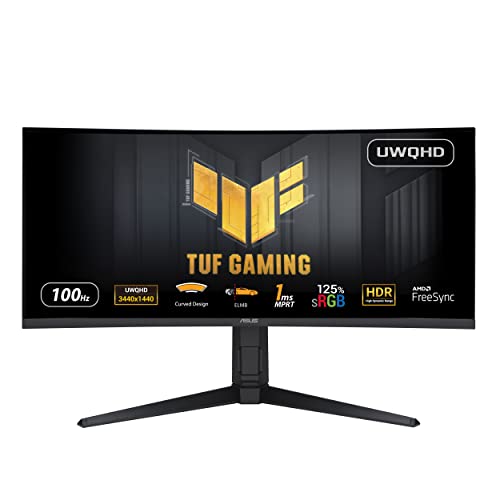 ASUS Tuf Gaming VG34VQEL1A 34 Zoll Gaming Monitor (UWQHD (3440 x 1440), 100Hz, Extreme Low Motion Blur, Freesync, 1ms (MPRT), 125% sRGB, HDR)