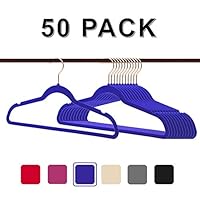 Non-Slip Velvet Clothes Hangers Premium Heavy Duty Space Saving with 360 Swivel &Rose Gold Hanger Hook for for Dress, Coats, Jackets, Pants, Shirts, Skirts (Pack of 50) (Renewed)