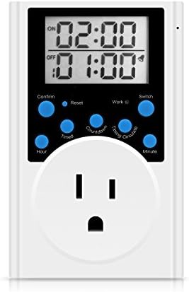 Timer Outlet,Kanily Multifunctional Digital Programmable Plug-in Timer Socket With Alarm,3-prong for Appliances,Energy-saving Timer, 15A/1800W