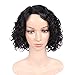 WIGNEE Short Curly Bob Wig Brazilian Virgin Human Hair Lace Part Wavy Glueless Wigs for Girl Women Short Bob Hair Wig (Lace Part Curly Bob)