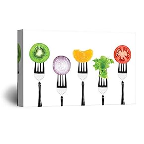 Canvas Wall Art Funny Colorful Fruits Print Gallery Wrap Modern Home Decoration Ready to Hang - 12x18 inches