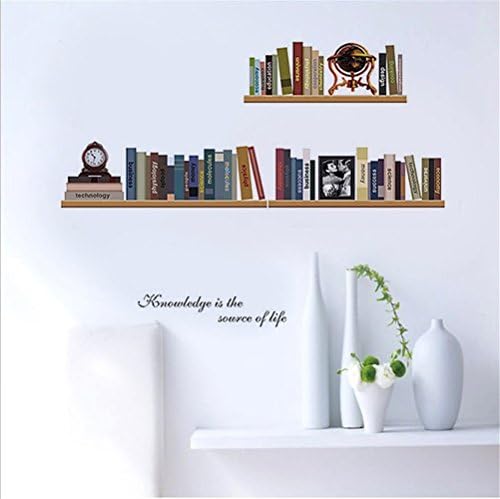 Niwota Fake Bookshelf Study Living Room DIY Removable Wall Decal Sticker Art Decor
