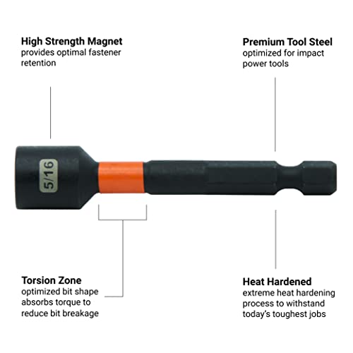 Railer Nut Driver Set Premium S2 Steel 29/16 Inch 5Piece Nutsetter