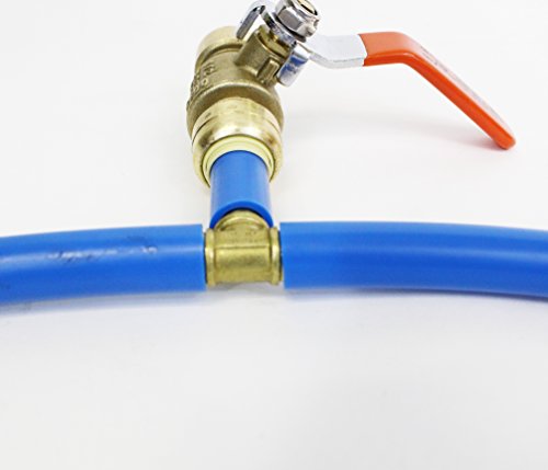 3/4" Ball Valve Push Fit Connection - 3/4-Inch Brass Fitting Water Shutoff Tool Bite Fittings Connects PEX Copper Pipe PVC Tubes Tubing Plumbing Connector Disconnect Valves Hot Cold Quick Connectors - Thumbnail 5