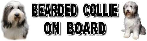 Bearded Collie on Board Car Window Sticker