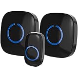 SadoTech Model CXR Wireless Doorbell, 2 Plugin Receivers with Easy Install, Over 1000-feet Range, 52 USA Chimes, Adjustable Volume and LED Flash, (Black)