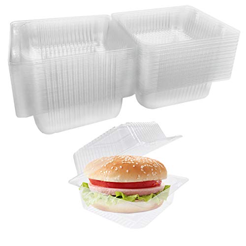50 Pcs Clear Plastic Take Out Containers,Square Hinged Food Cake Slice ...