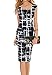 Faithtur Women's Printed Patterned Casual Slimming Fitted Stretch Bodycon Dress (Label XL) Black