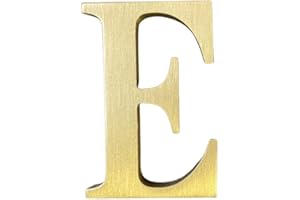BWRMHME 1.77 Inch Height Self Adhesive Solid Brass English Letters 4.5CM Wall sticker Gold Mail Box Numbers House Address Numbers Shop Studio Name DIY Combination For Wall Home Decor Hardware (Letter E)