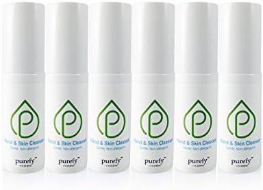 PUREFY Hand and Skin Cleanser (On The Go, 6 Pack, 50ml) - Hypoallergenic, Antimicrobial, no Alcohol, Baby Safe. Great for Sensitive Skin; Promotes Natural Defense Against Eczema, Dermatitis, Acne.
