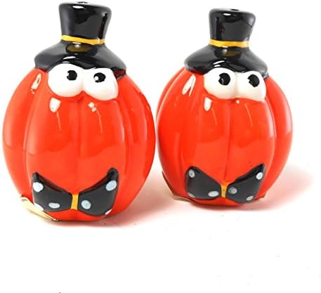 Pumpkins with Bow Ties Halloween Salt and Pepper Shakers Set t11 j2350