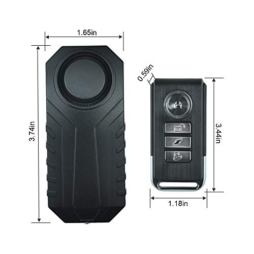 WiHoo 113dB Wireless Motorcycle Bike Alarm,Security Vehicel Anti-Theft Vibration Alarm Bicycle Alarm IP 55 Waterproof with Remote Adjustable Sensitivity Windows/Door Alarm Vibration Sensors (Black)
