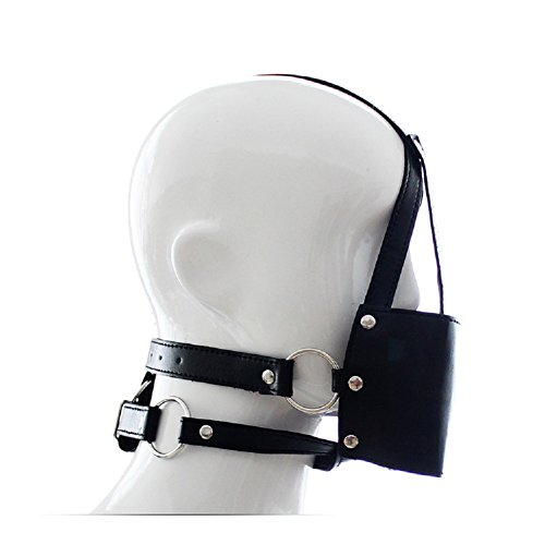 YiFeng Mouth Ball Gag Leather Head Harness Mask Hood Bondage Fetish Restraint Slave Roleplay Cosplay 7