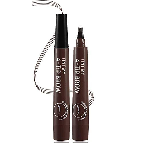 Photo 1 of QUEMISS Eyebrow Pen Microblading 4 Fork Tip Eyebrow Pencil Creates Lasting MakeUp Professional Natural Brow Pen Cover Sparse Areas Daily Waterproof 3D Brow Pencil (02#Dark Brown)