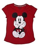 Disney Mickey Mouse SITTING Junior Pajama T Shirt Top -Red