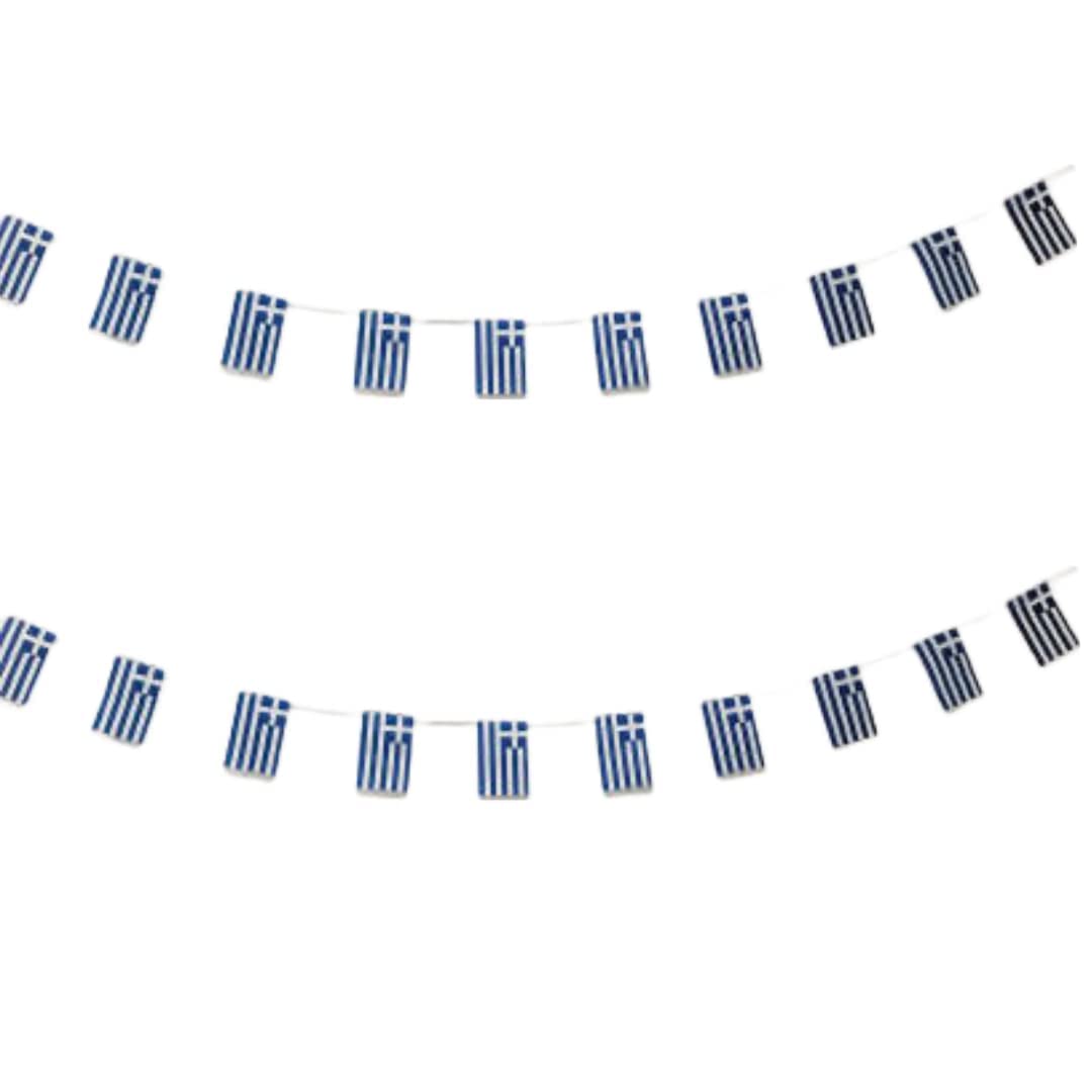 Greece Flag 40 Pcs Greece Flag Greece Garland 11.4M Greece Bunting National Flag European Flags 5.5x8.3 Inch for Garden Bars Decorations (Greece)