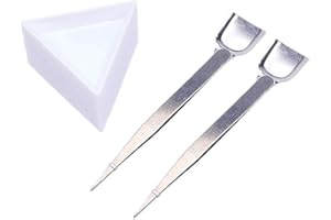 ENYOLIDIMK 20 Pcs Plastic Triangle Bead Sorting Trays Diamond Rhinestone Plates and 2 Pcs Stainless Steel Handy Tweezer with Scoop Beading Mats, Trays and Boards, Beading and Jewelry Making