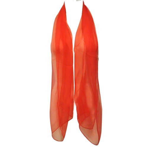 Wrapables Solid Color 100% Silk Long Scarf, Red
