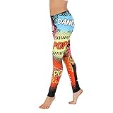 Alexandra Collection Womens Pop Art Printed Athletic Workout Leggings Pink/Black