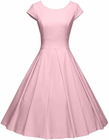GownTownWomen's 1950s Vintage Dresses Short Sleeves Cocktail Stretchy Party Dresses with Pocket