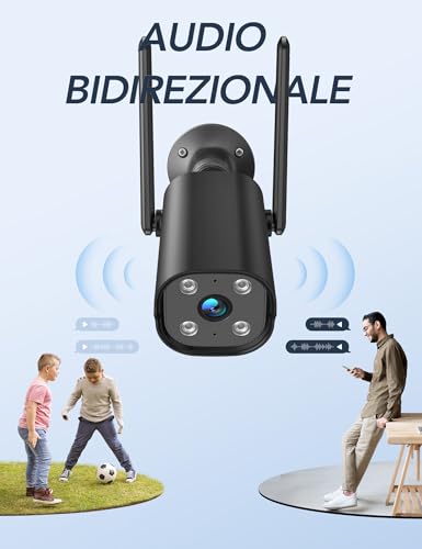 GNCC GT1Pro Kit 2 Outdoor WiFi Camera 2K, Fixed, IP65, Plug-in, Black | 2.4 GHz, IP65, 24/7, Motion Detection, Alexa Compatible, 110° Wide Angle, Two-Way Audio, SD/Cloud, Cable 3 m