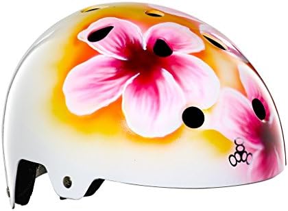 Triple Eight Helmet for Skate, Biking, Inline Skating, Rollerblading, Scooters | Custom Painted Hawaiian Floral | Triple Eight Dual Certified Helmet with EPS Liner (Size XS/S)