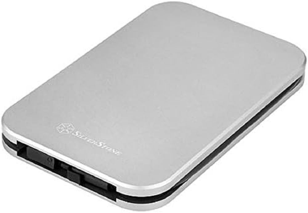 SilverStone SST-MMS02C - External USB 3.1 Type-C Hard Disk Drive Enclosure Case for 7mm or 9.5mm 2.5 Inch HDD or SSD, Water resistant, Dustproof, Smart Cable Integration, Aluminum Desgin